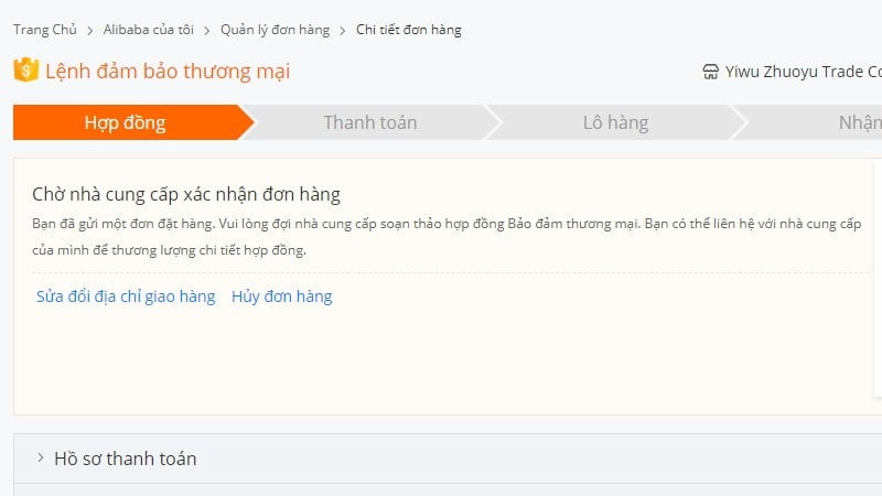 Cuối cùng, chờ đợi người bán xác nhận đơn hàng và thực hiện thanh toán