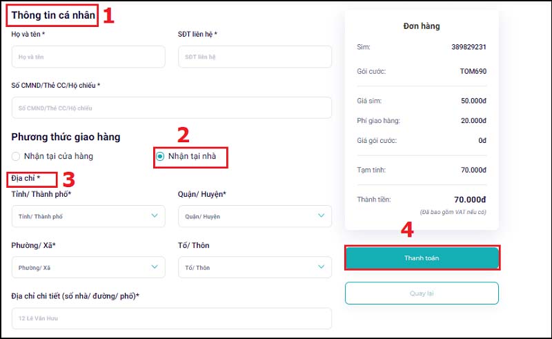 Hướng dẫn mua sim Viettel, đăng ký chính chủ sim Viettel online tại nhà