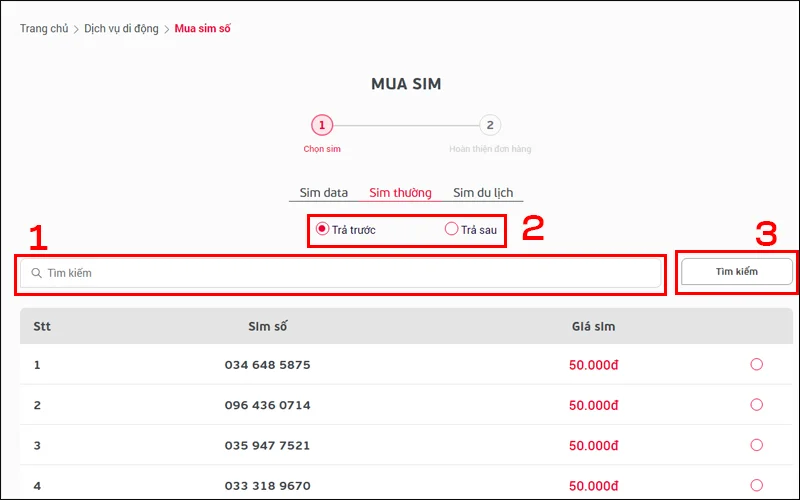 Truy cập vào trang web chính chủ của Viettel để mua sim online