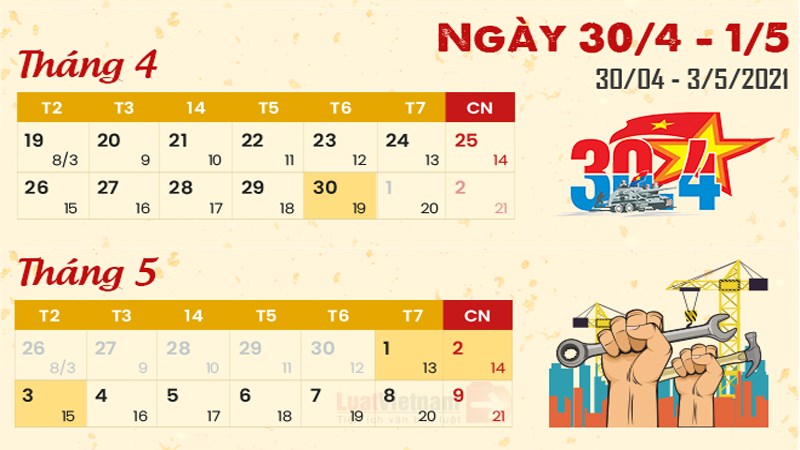 Lịch nghỉ 30/4 và 1/5