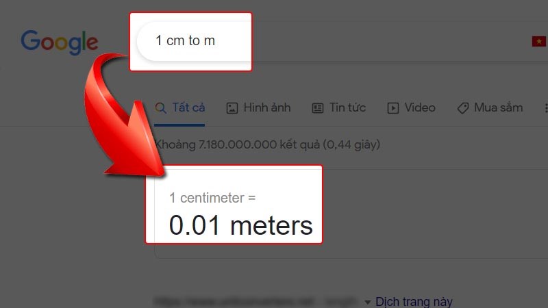 Đổi đơn vị bằng công cụ Google