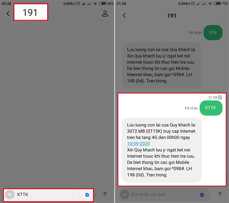 Cú pháp và kết quả kiểm tra dung lượng 4G Viettel còn bao nhiêu