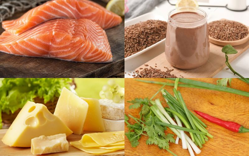 Các nguyên liệu nấu cháo cá hồi phô mai
