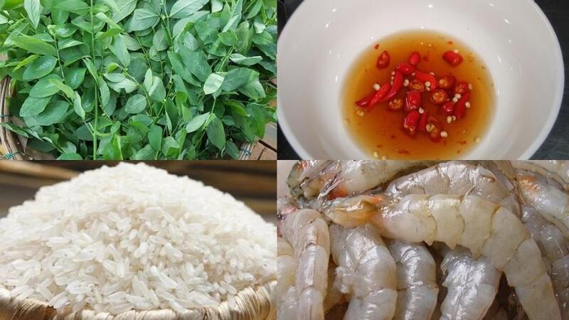Nguyên liệu nấu cháo tôm rau ngót