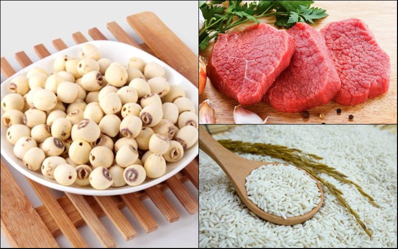 Chuẩn bị nguyên liệu nấu cháo thịt bò hạt sen