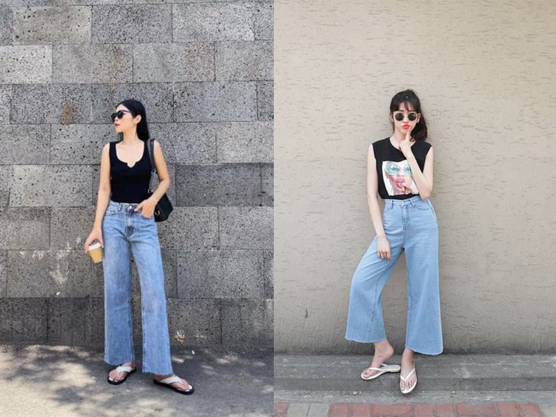 Phối áo ba lỗ và dép kẹp