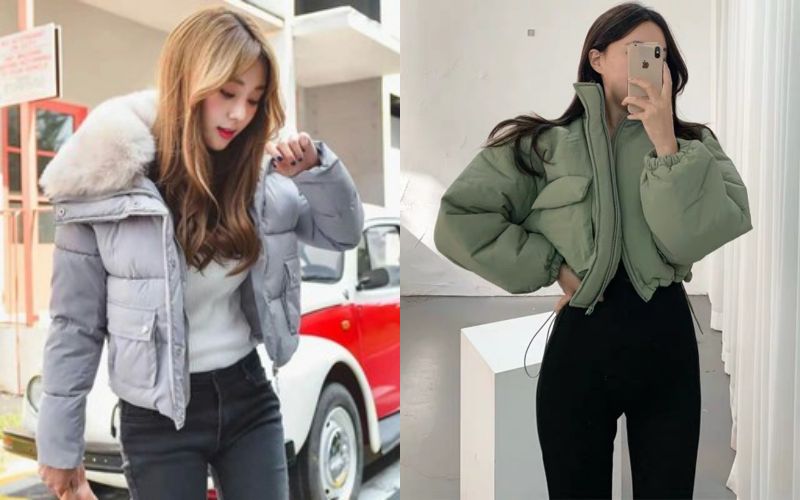 Áo phao ôm dáng ngắn và áo phao croptop