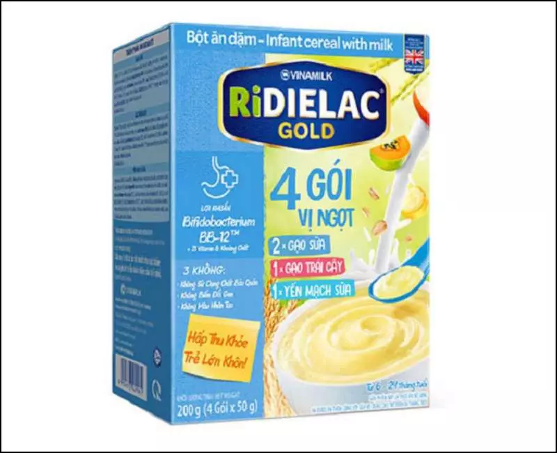 Bột ăn dặm Ridielac 4 gói 3 vị ngọt