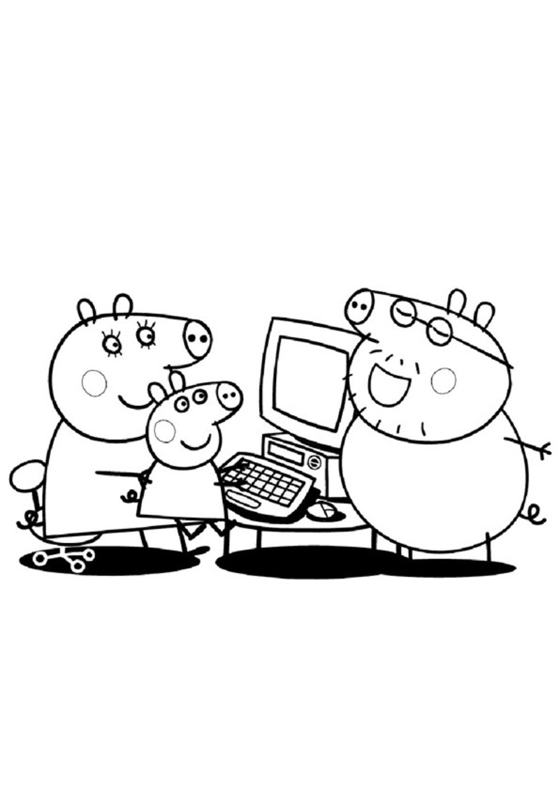 Tranh tô màu heo PEPPA và gia đình 10