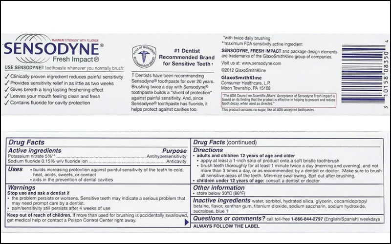 Sensodyne được làm hoàn toàn từ nguyên liệu thiên nhiên, lành tính và an toàn