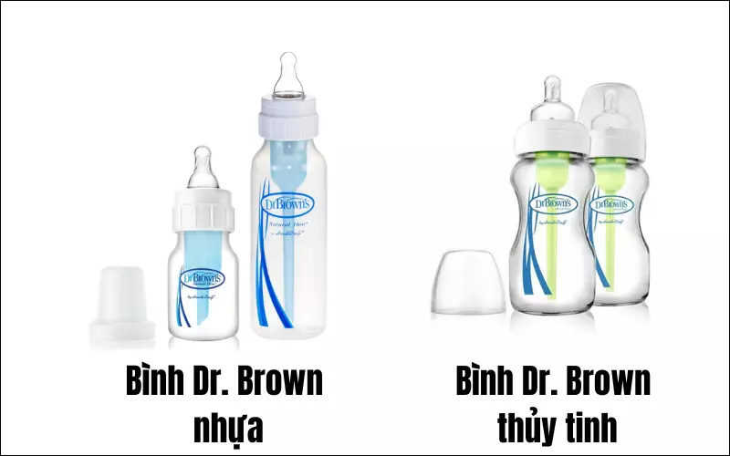 Bình có chất liệu nhựa và thủy tinh