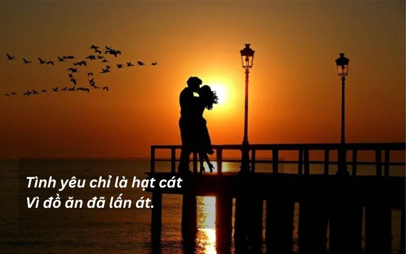 Tình yêu chỉ là hạt cátVì đồ ăn đã lấn át.