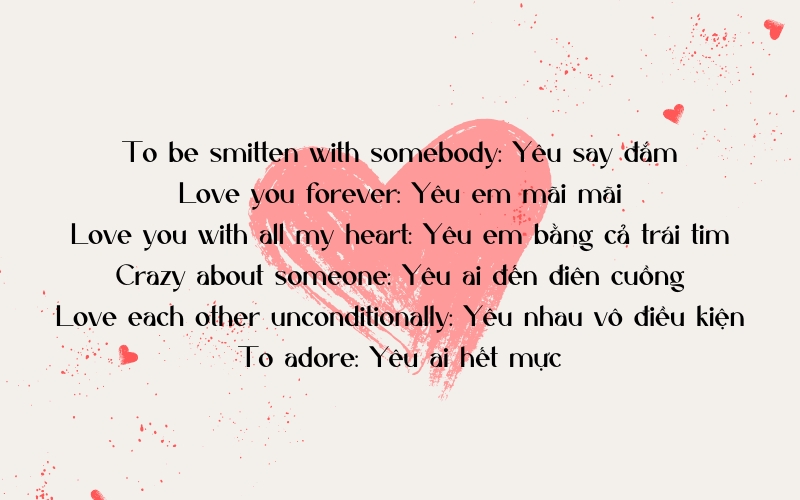 Từ vựng về tình yêu khi đang yêu