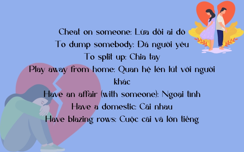 Từ vựng về tình yêu khi có trục trặc hay chia tay