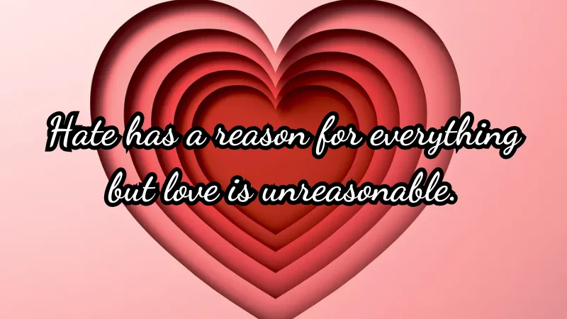 Hate has a reason for everything but love is unreasonable.
