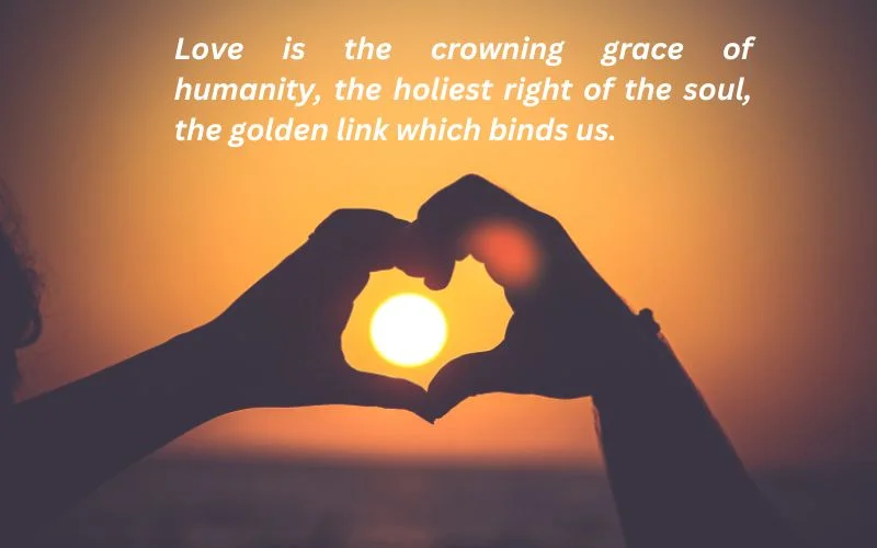 Love is the crowning grace of humanity, the holiest right of the soul, the golden link which binds us