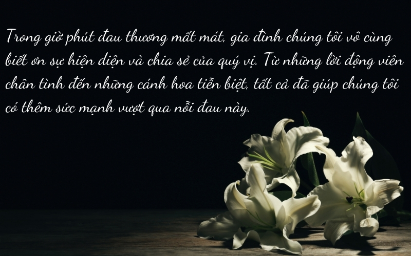 Lời cảm ơn đám tang ngắn gọn