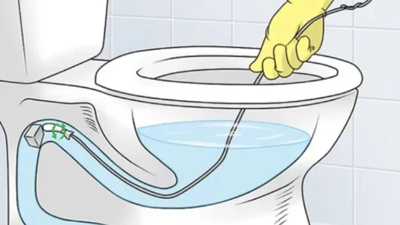 Cách xử lý bồn cầu bị nghẹt bằng móc phơi quần áo (dây kim loại)
