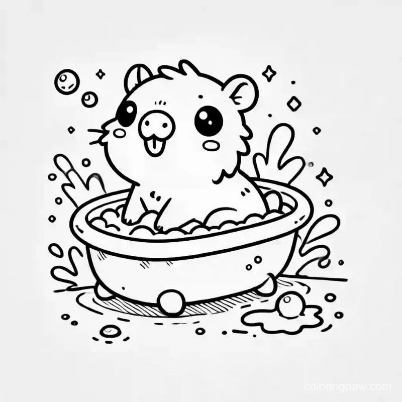 Tranh tô màu Capybara dễ thương 2