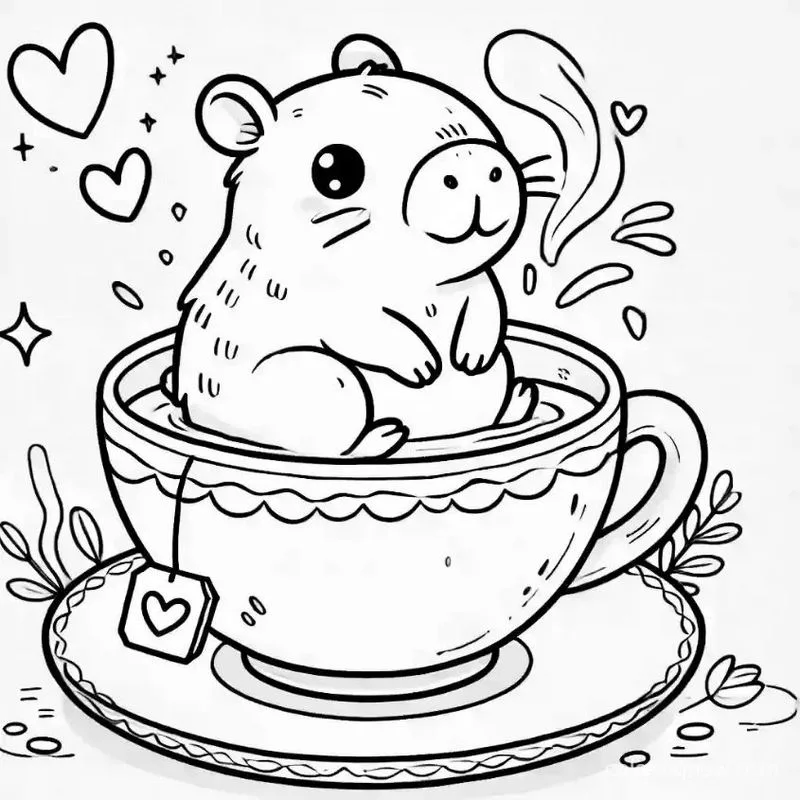 Tranh tô màu Capybara vui nhộn 8
