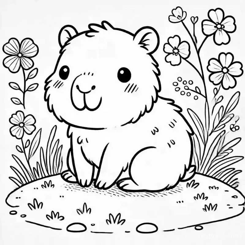 Tranh tô màu Capybara dễ thương 10