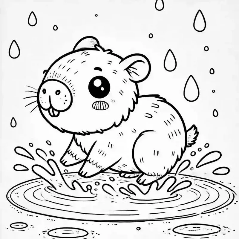 Tranh tô màu Capybara dễ thương 11