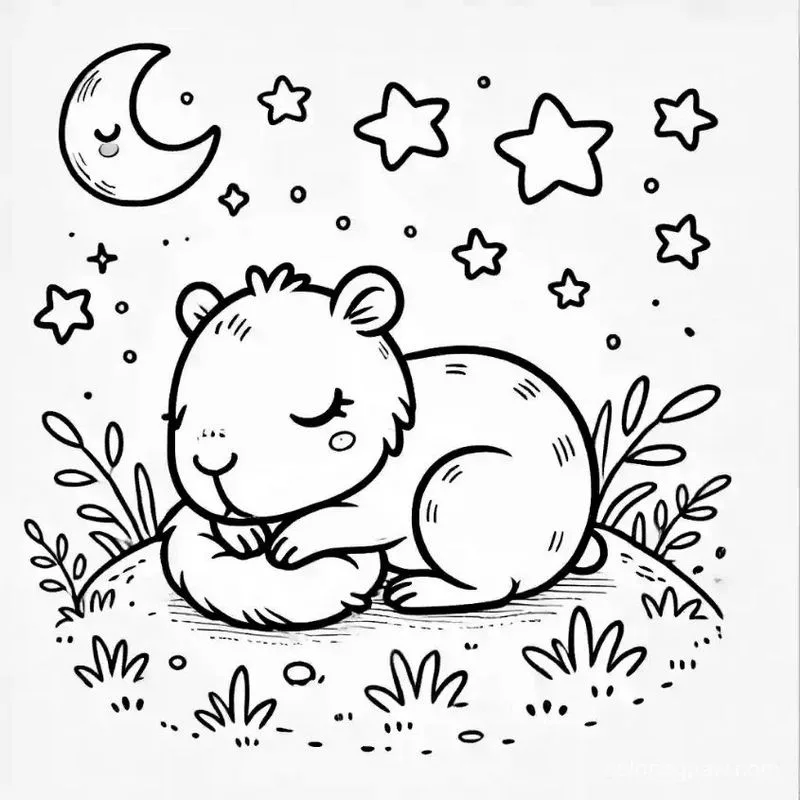 Tranh tô màu Capybara dễ thương 13