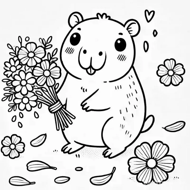 Tranh tô màu Capybara dễ thương 15