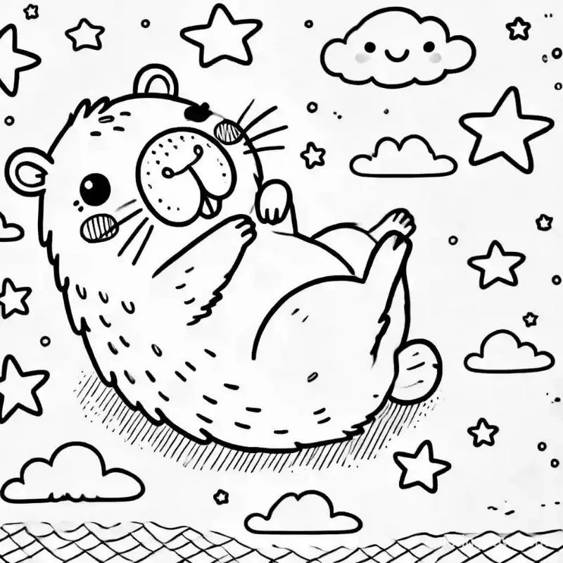 Tranh tô màu Capybara dễ thương 16