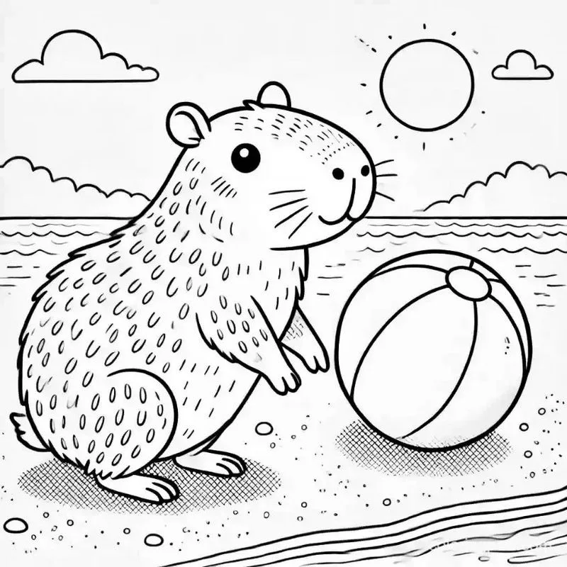 Tranh tô màu Capybara dễ thương 3