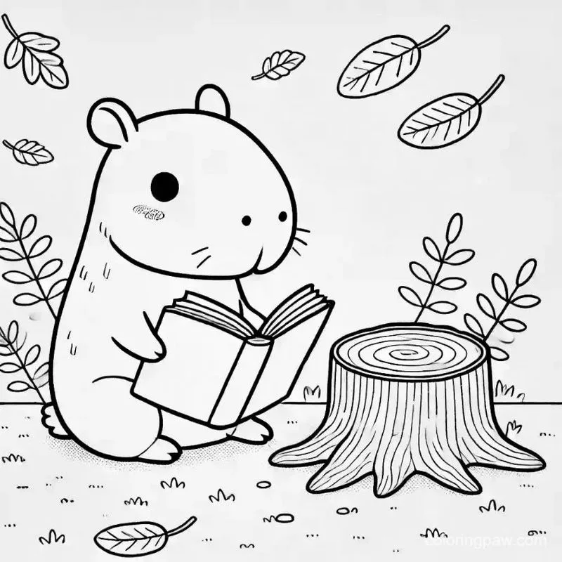 Tranh tô màu Capybara dễ thương 4