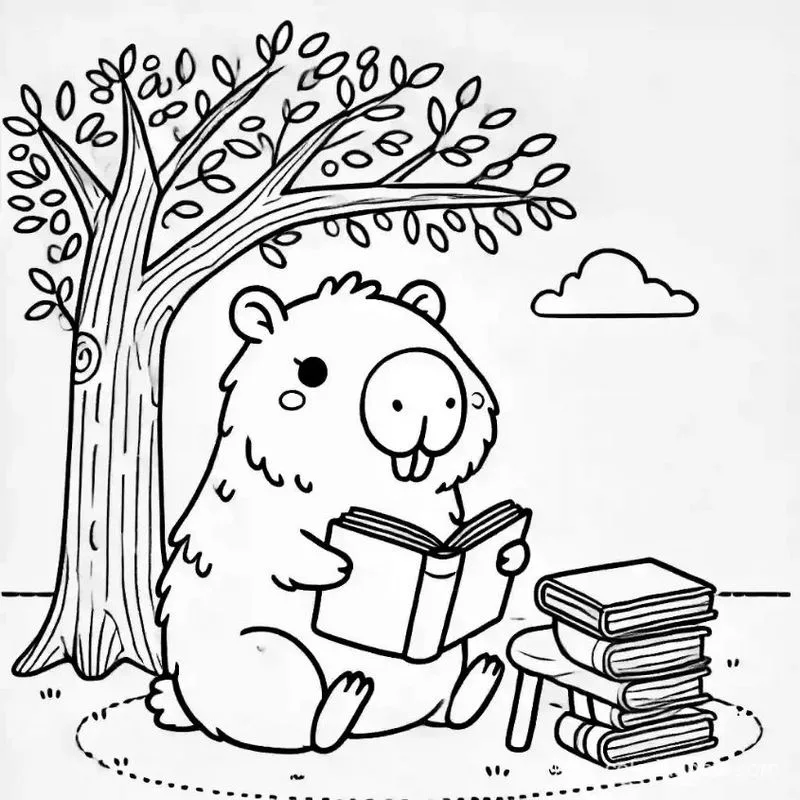 Tranh tô màu Capybara dễ thương 5