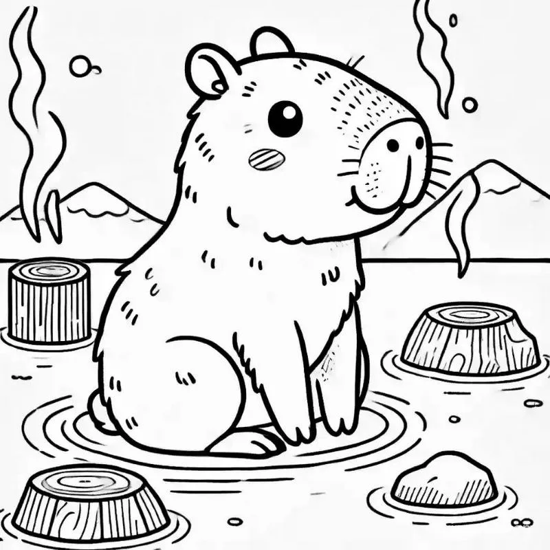 Tranh tô màu Capybara dễ thương 6