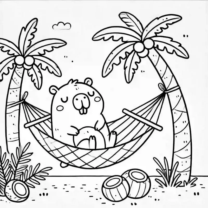 Tranh tô màu Capybara dễ thương 7