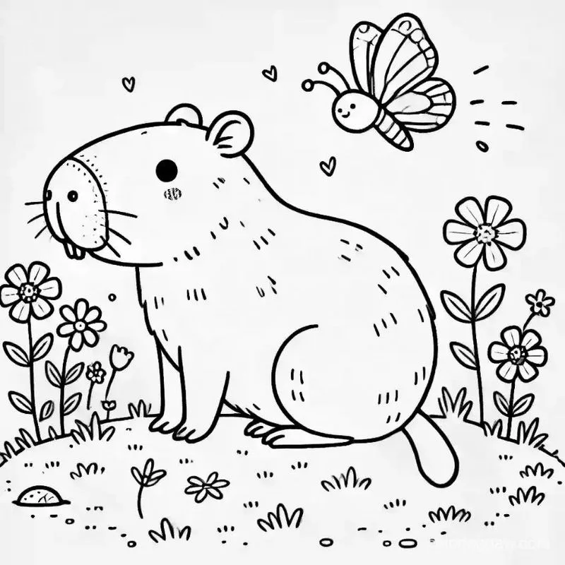 Tranh tô màu Capybara dễ thương 8