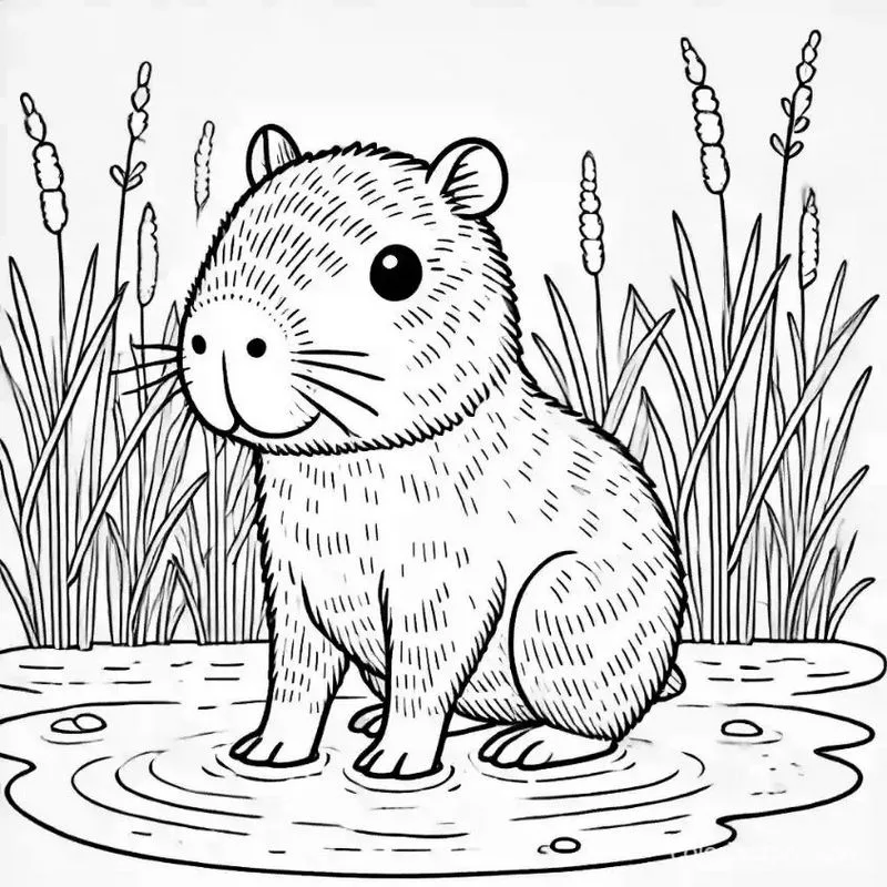 Tranh tô màu Capybara dễ thương 17