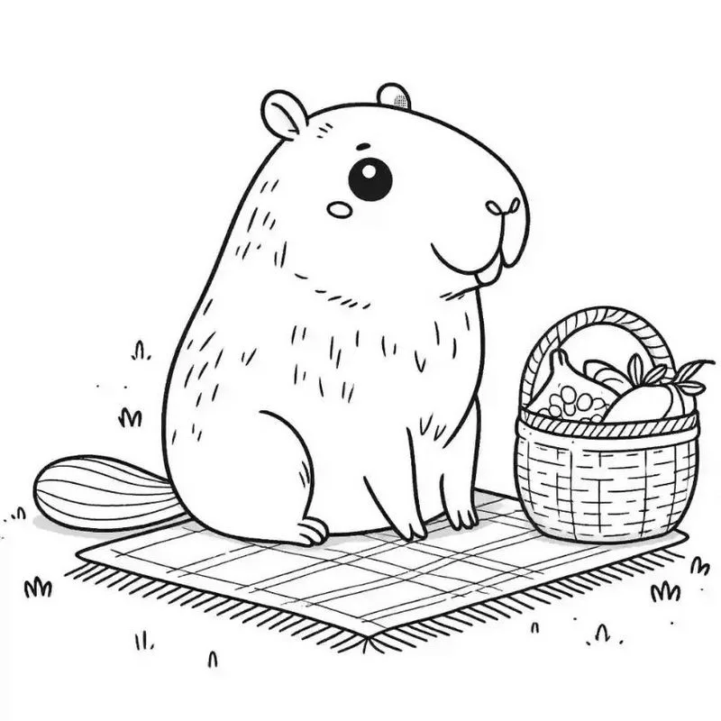 Tranh tô màu Capybara dễ thương 18