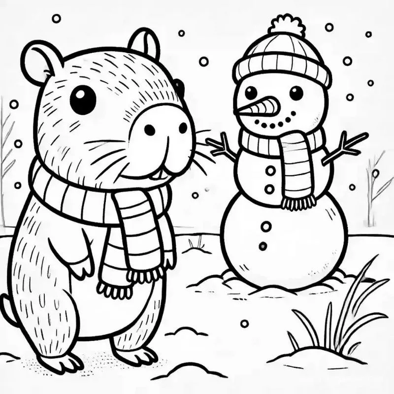 Tranh tô màu Capybara dễ thương 20