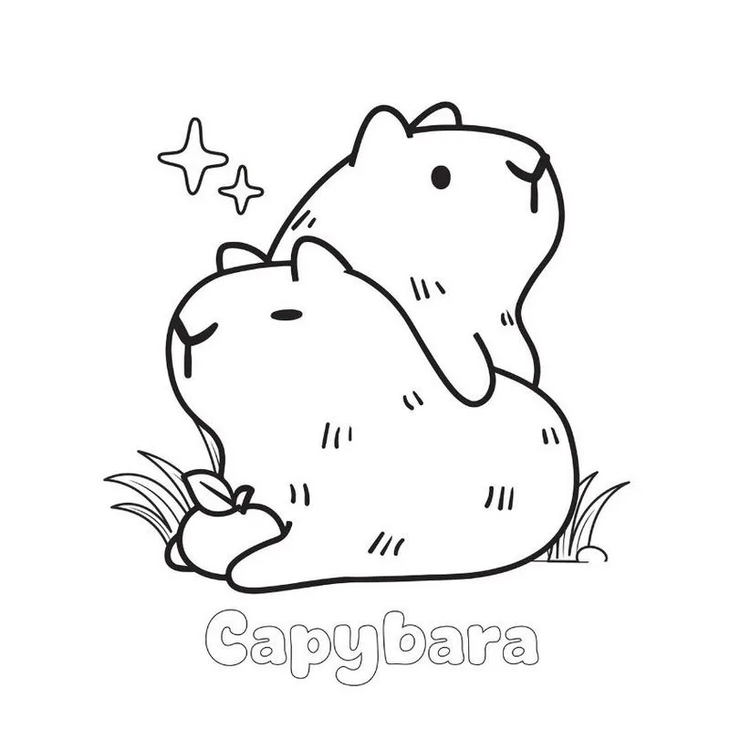 Tranh tô màu Capybara đáng yêu 2
