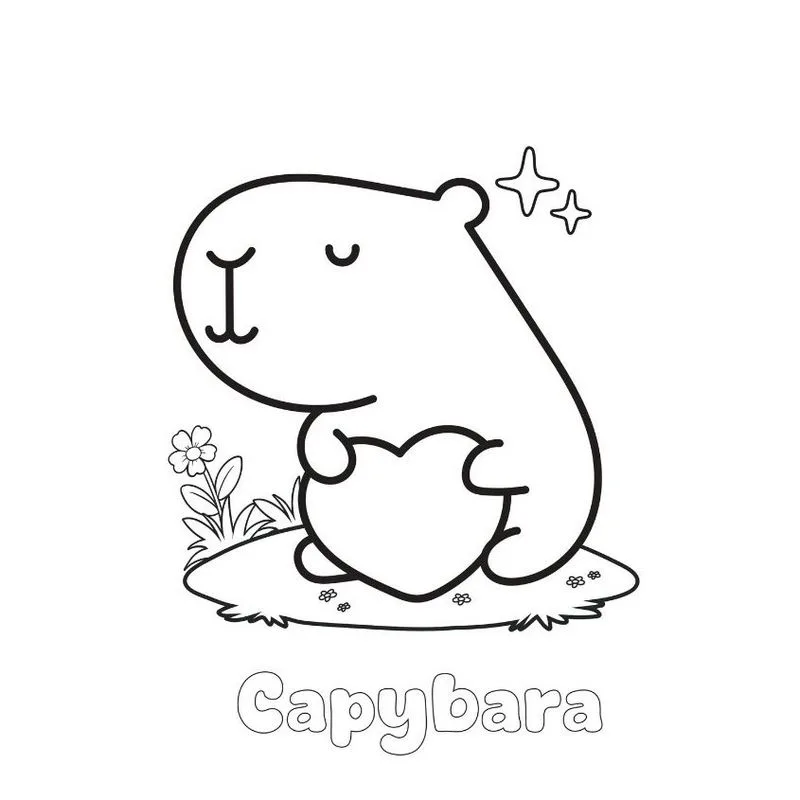 Tranh tô màu Capybara đáng yêu 4