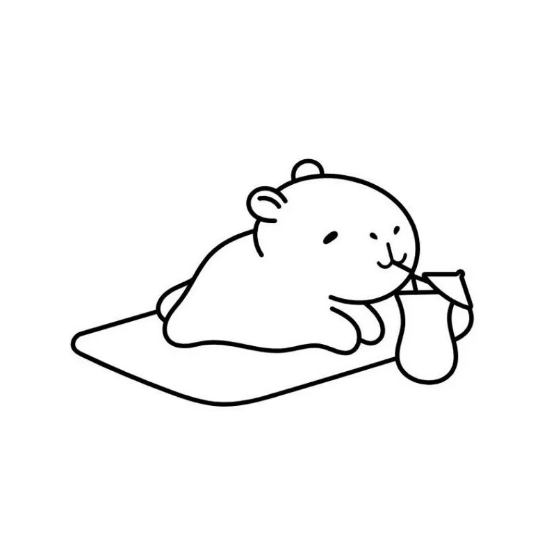Tranh tô màu Capybara đáng yêu 7