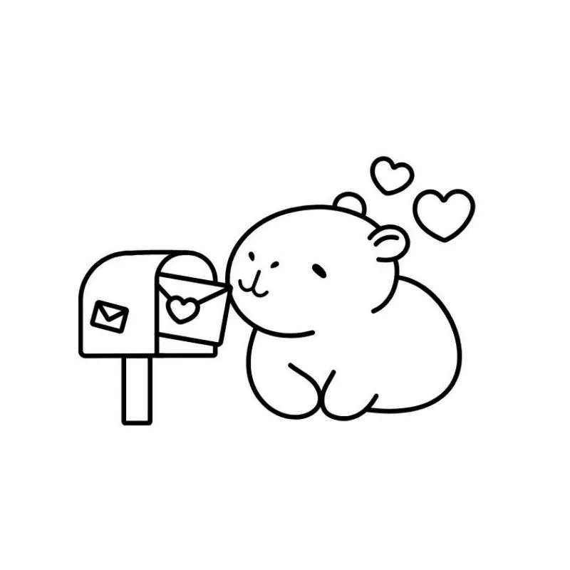 Tranh tô màu Capybara đáng yêu 8