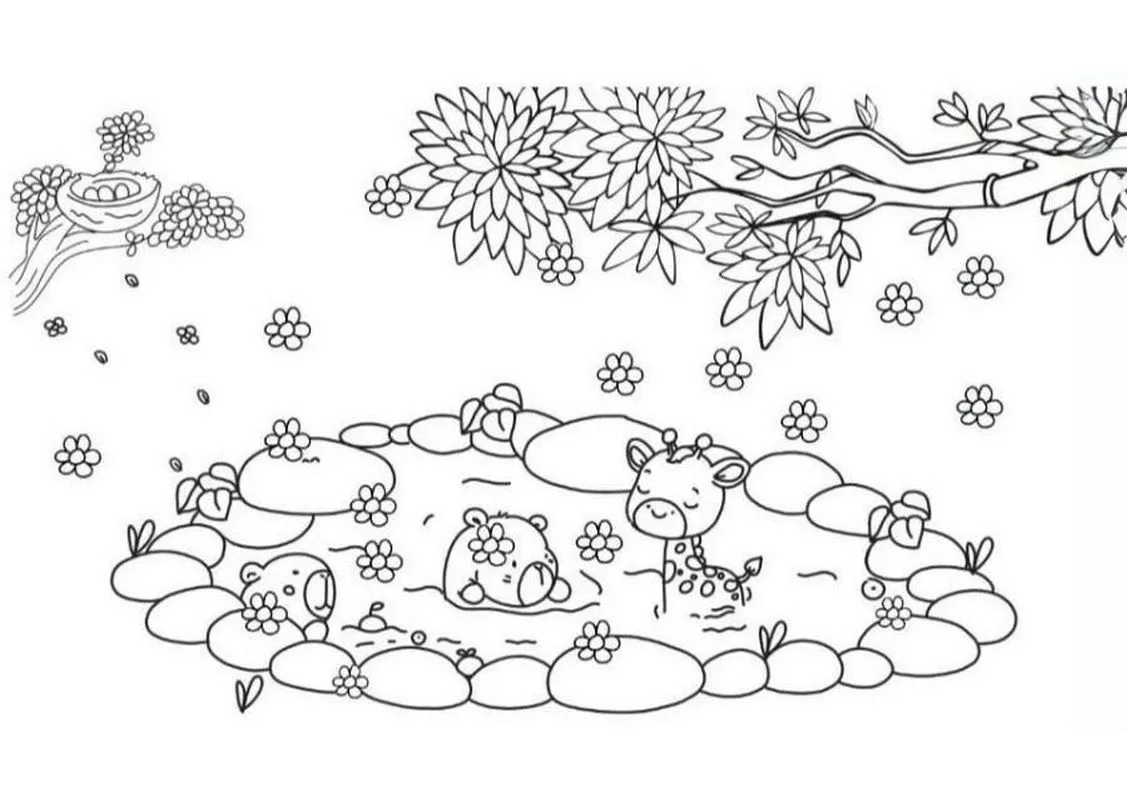 Tranh tô màu Capybara chibi số 8
