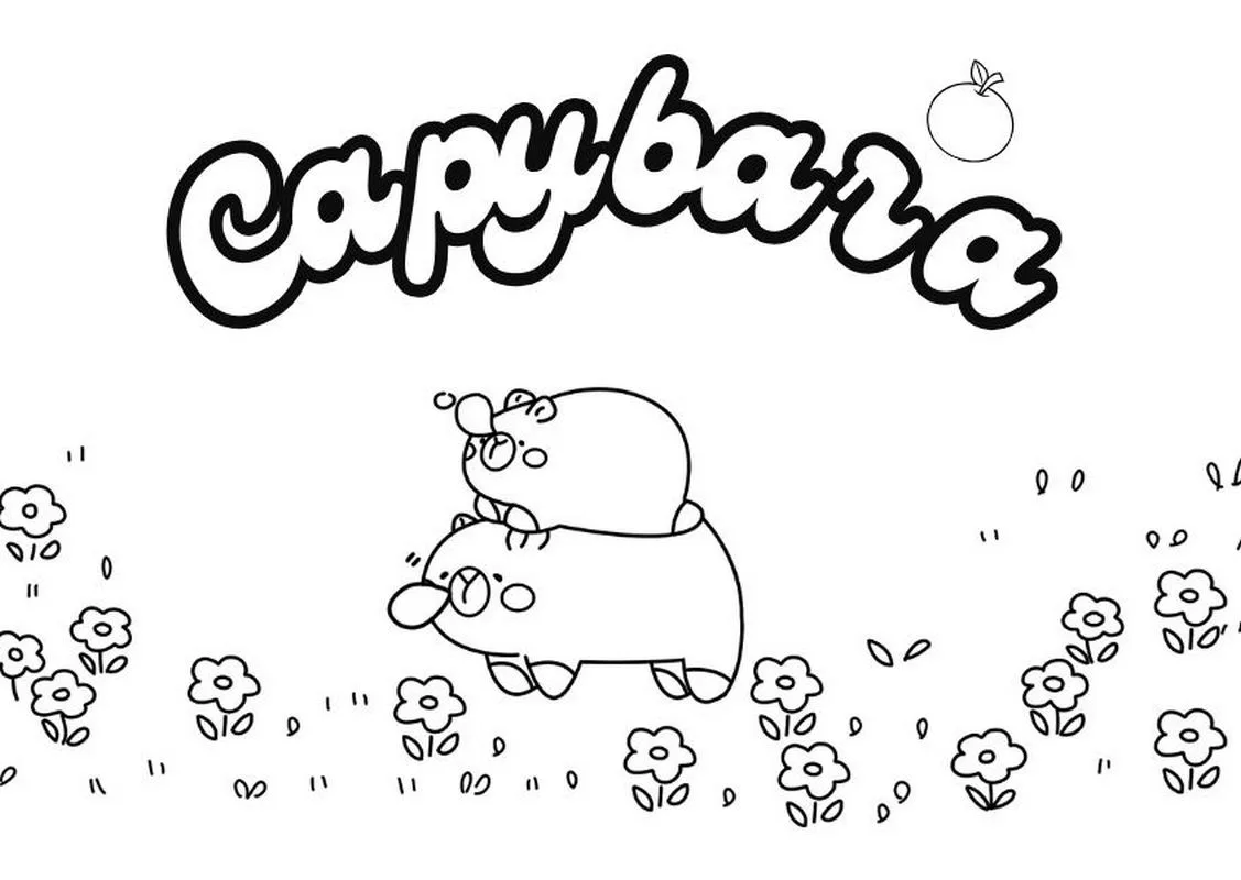 Tranh tô màu Capybara chibi số 9