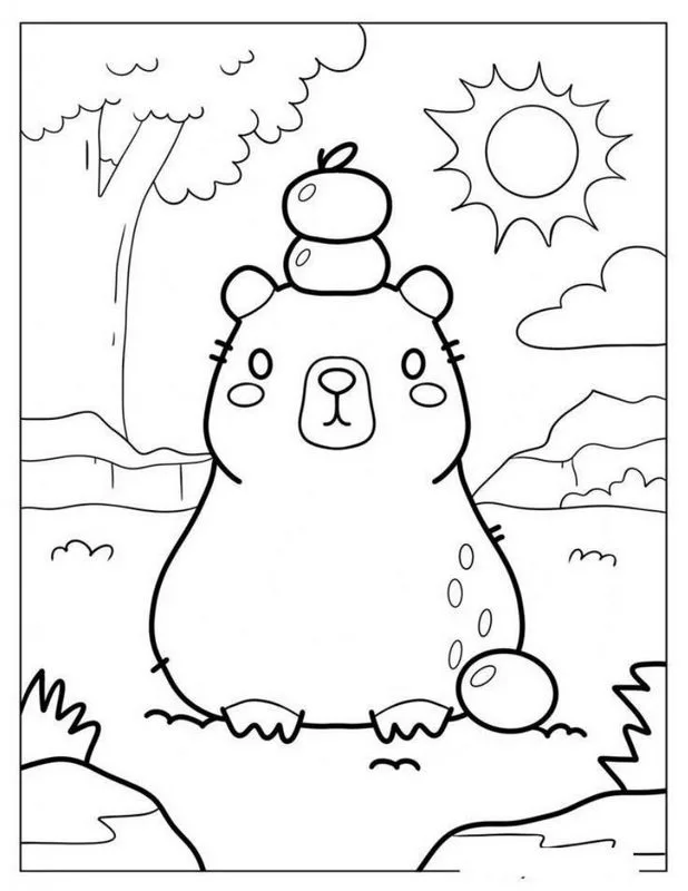 Tranh tô màu Capybara vui nhộn 27