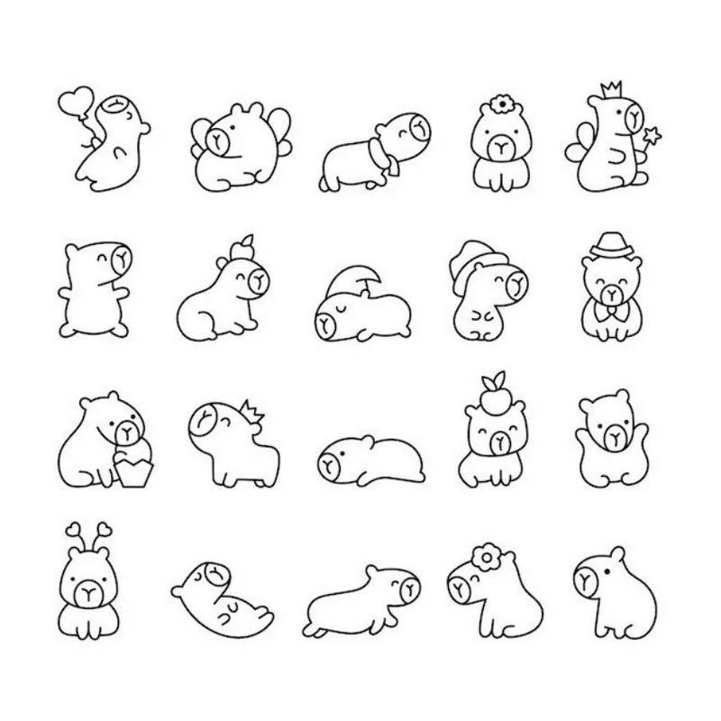 Tranh tô màu Capybara chibi số 1