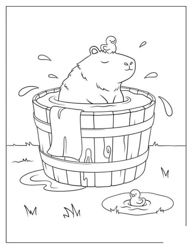Tranh tô màu Capybara vui nhộn 19