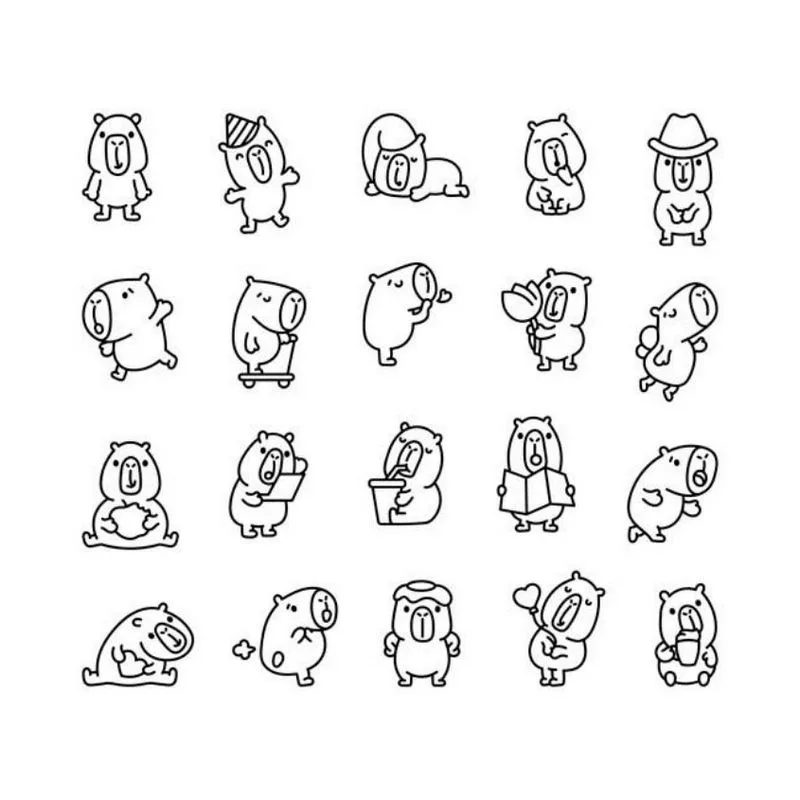 Tranh tô màu Capybara chibi số 2