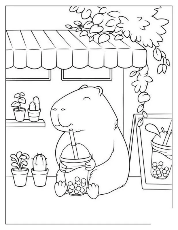 Tranh tô màu Capybara vui nhộn 34