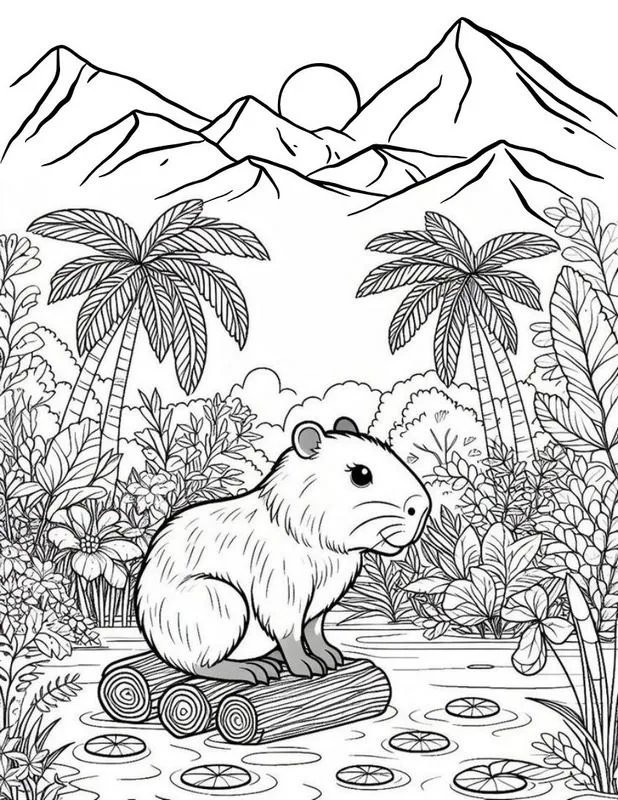 Tranh tô màu Capybara vui nhộn 35
